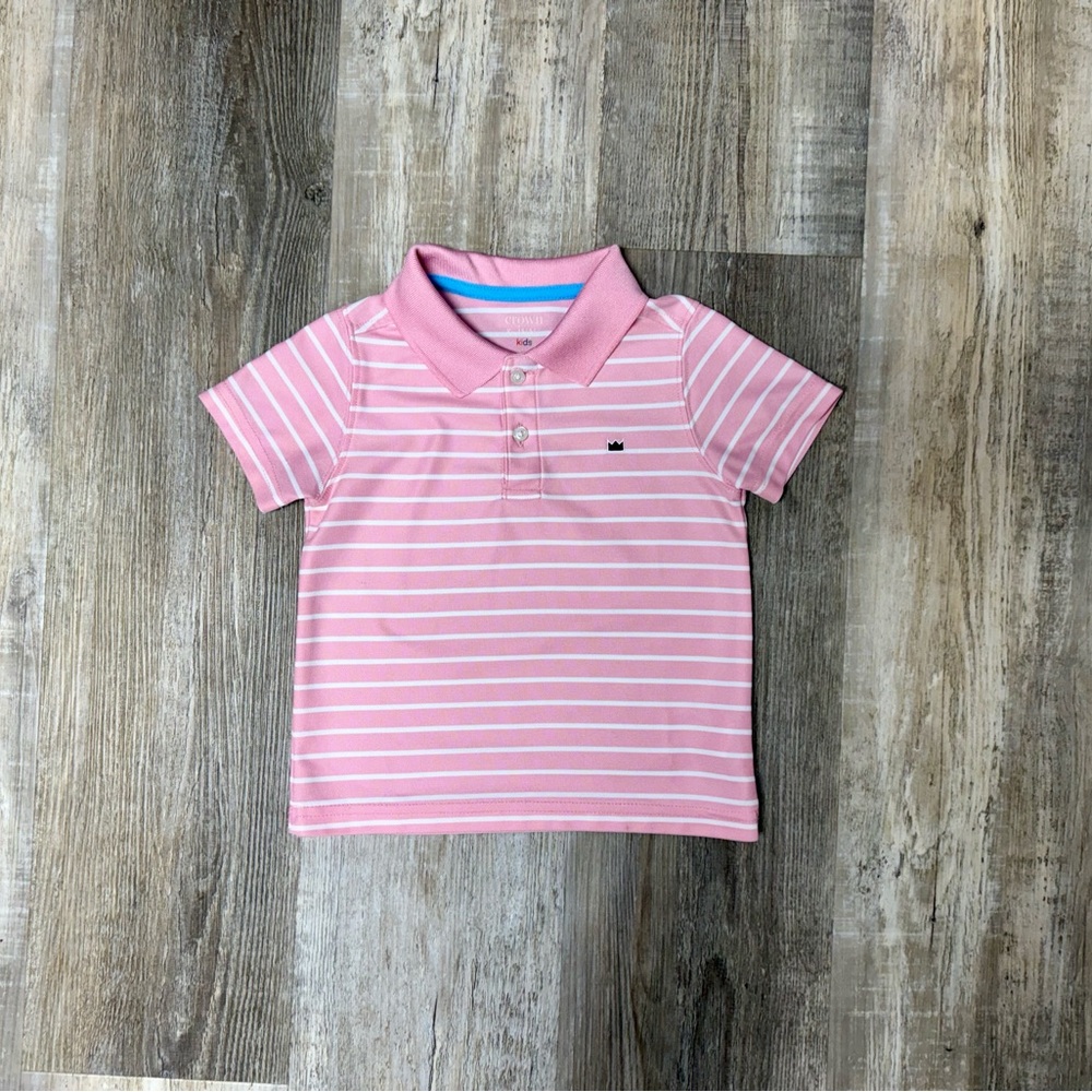 Crown & Ivy Pink and White Striped Kids Polo